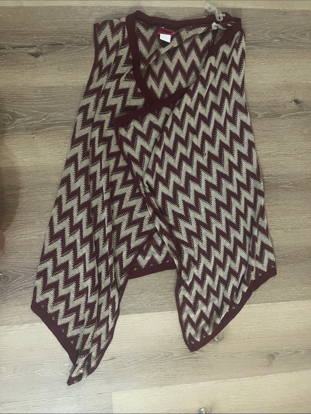 Daytrip Burgundy and Cream Chevron Knit Vest